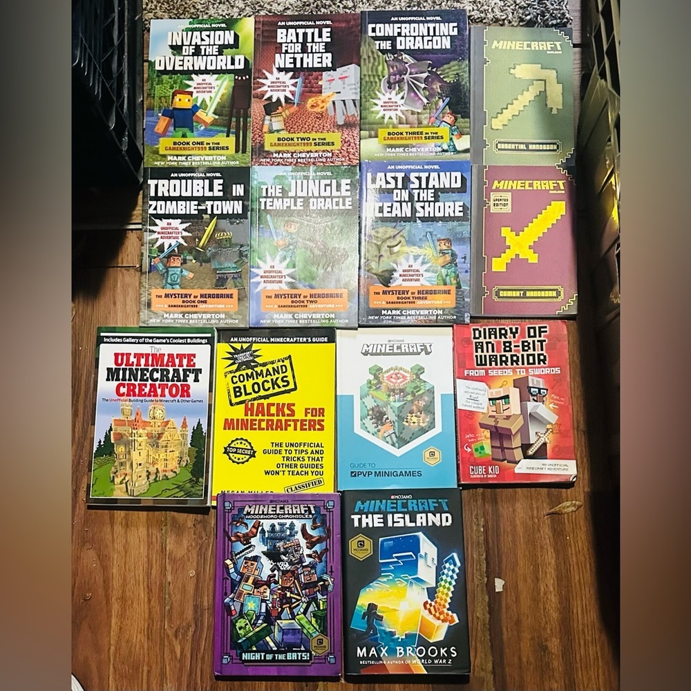 Lot of 14 Minecraft Books Video Game Guides Chapter Novels Diary 8 Bit Warrior